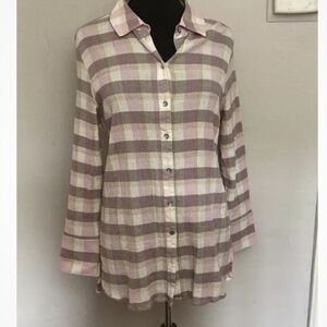 3-20 soft surroundings plaid button up shirt XL